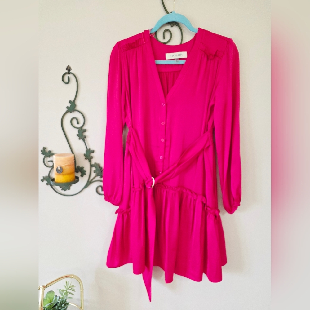Vibrant Pink Long Sleeve Dress
